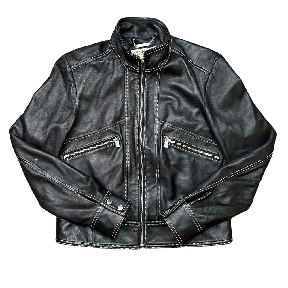 Michael Kors Women’s Black 100% Genuine Leather Moto Jacket Size Medium